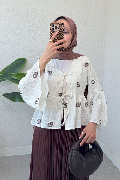 Salih Çelebi Τετράγωνο σχέδιο Midi Kimono 2336 - ΚΑΦΕ