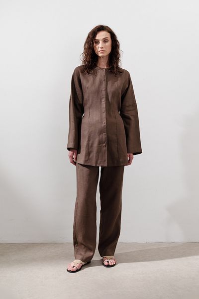 Manuka Linen Sitting Jacket Dusty Brown