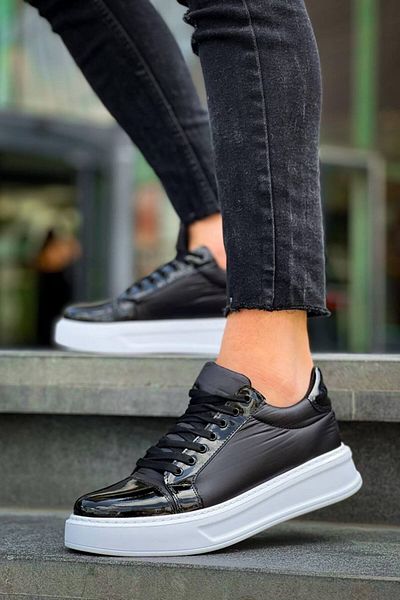 Arda Kb-X46 Kuback Black Patent Leather Lace-Up Casual Men's Shoes