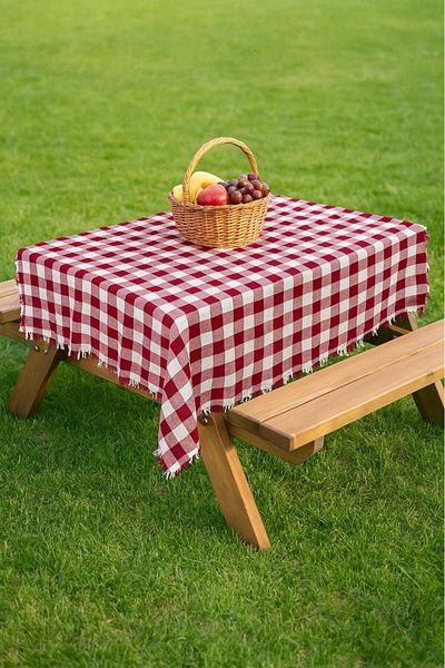 Miabella Home Gingham Checkered Tablecloth Table Cloth |   Picnic Cover & Picnic Table Cover |   Multi-Purpose Tablecloth