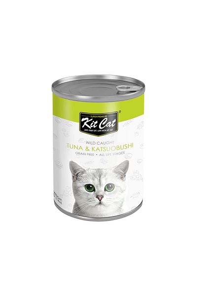 Kit Cat طعام القطط المعلب من التونة البرية والكاتسوبوشي - 400 غرام