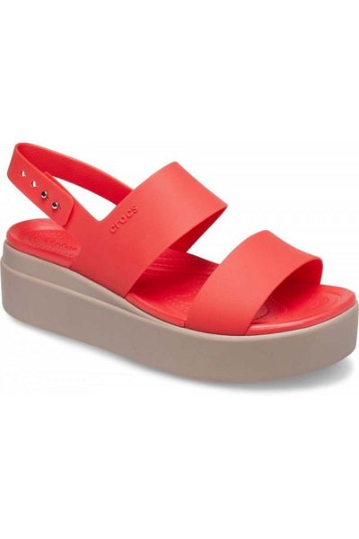 Crocs Brooklyn Low Wedge Sandals 36-37 Eu - W6 Us Red - Flame/mushroom