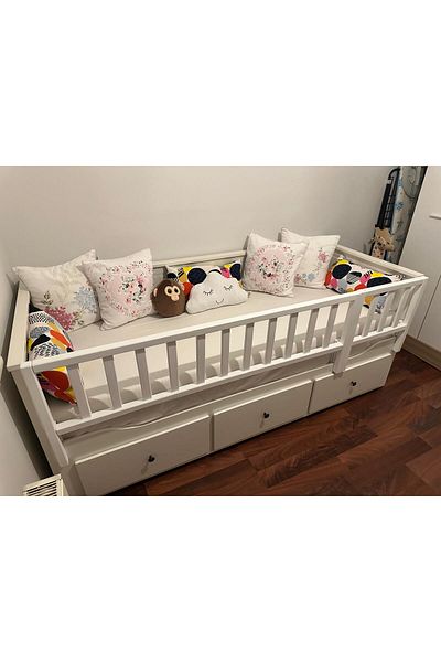 Se7enSky 150X50 + 50X50 Divan Hemness Compatible Matte White Wooden Barrier, Trabzan, Railing