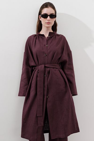 Manuka Linen Belt Long Tunic Plum