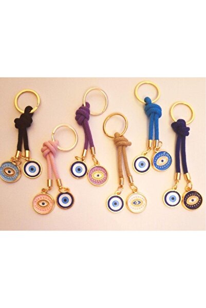 Svc Aksesuar Gift 6-Piece Double Evil Eye Beaded Keychain 10.5 cm