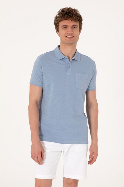 U.S. Polo Assn. Men's Slim Fit Blue Polo Neck T-Shirt 50299538-Vr036