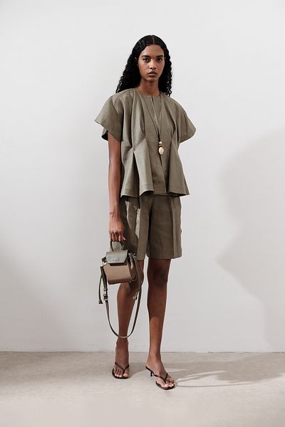 Manuka Linen Pile Detail Vest Khaki