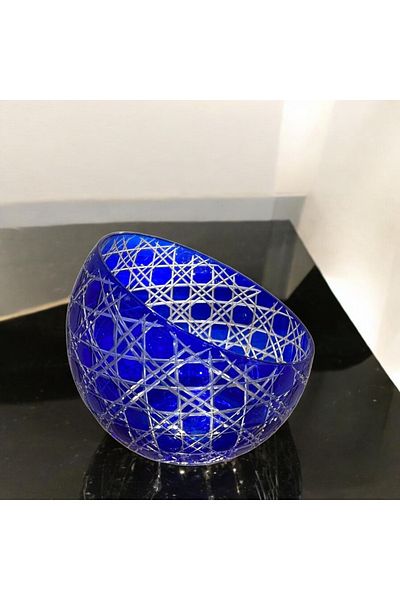 AYZ HOME Cut Crystal Glass Footed Half Moon Presentation Bowl Large Size