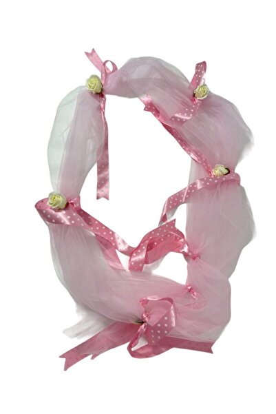 Botez Decor cristelnita din tulle roz, flori din sapun ivory, panglica roz cu...