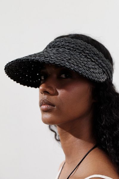 Manuka Straw Visor Hat Black