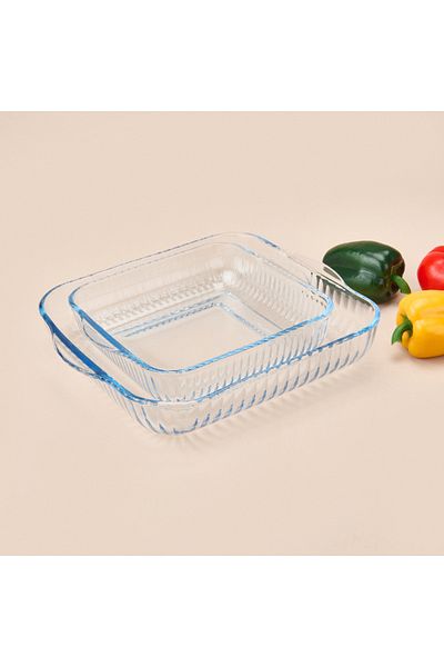 Masterchef Twin 2-Piece Square Glass Oven Dish - Transparent