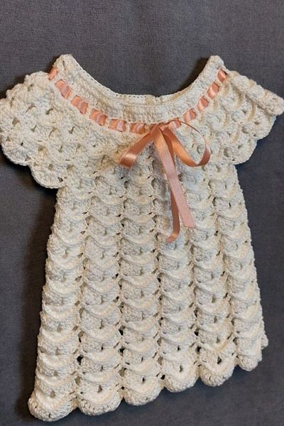 Uretti - Talia 8659 2040 Hand Knitted Cotton Thread Girl's White Dress - 6 / 9 Months