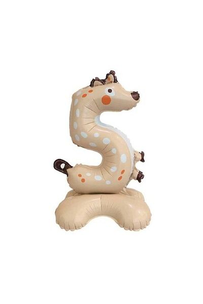 OEM Metallic foil party balloon, beige, 57×34 cm, hyena, number 5