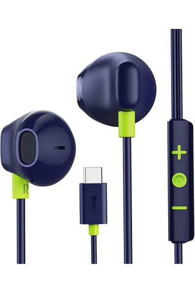 oraimo Halo Airy USB C Earphones Semi-in Ear Wired Headphones with Mic & Volume Control, Type C Wire