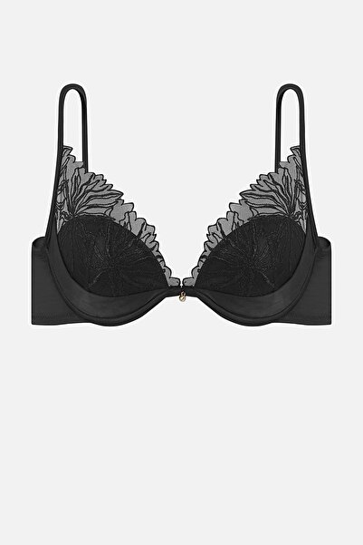 Wonna Set de sutien și chiloți din satin cu broderie Leonie cu detalii din piatră strălucitoare - 2724 - negru