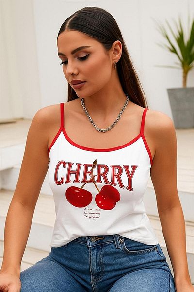 Karakedi Basic Cherry Thin Strap Short Body