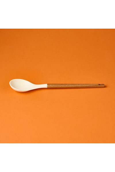 AROW Wooden Handle Silicone Spoon - Cream / Brown