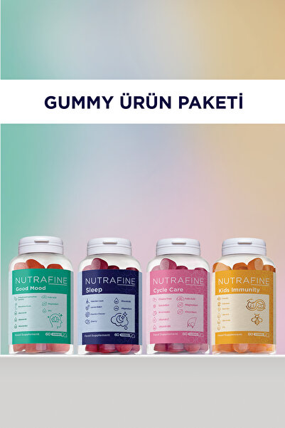 Nutrafine 4’lü Gummy Ürün Paketi - Good Mood, Sleep, Cycle Care ve Kids Immun...