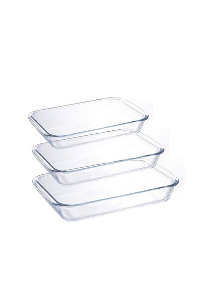 Bisbell 3-Piece Glass Baking Dish Set for Oven – Casserole, Lasagna, Brownies, Roasting – Oven, Microwave