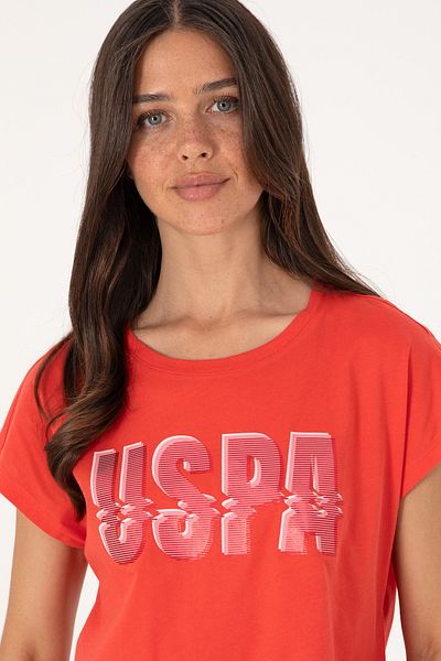 U.S. Polo Assn. Women's Red Crew Neck T-Shirt 50299764-Vr213