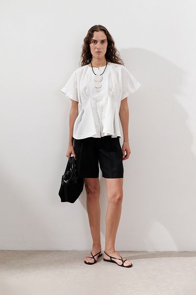 Manuka Linen Pile Detail Vest Ecru