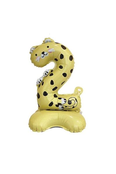 OEM Metallic foil party balloon, yellow, 55×35 cm, jaguar, number 2