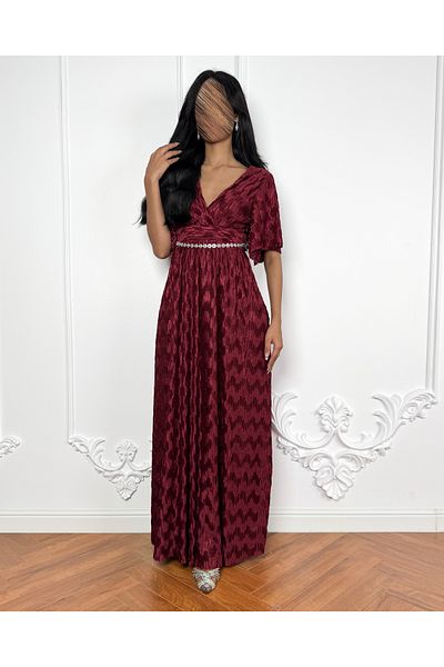 toog Pleated dress with crystal belt