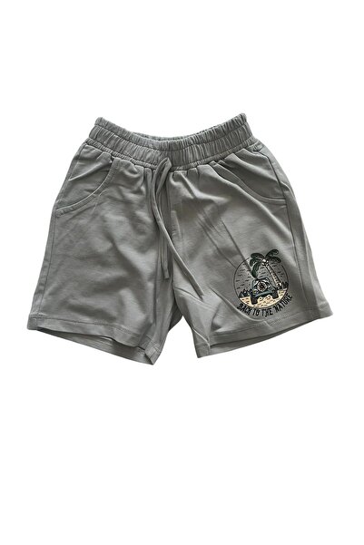 BY-GRİ By-Grey Front and Back Printed Short Sleeved Boy's Suit