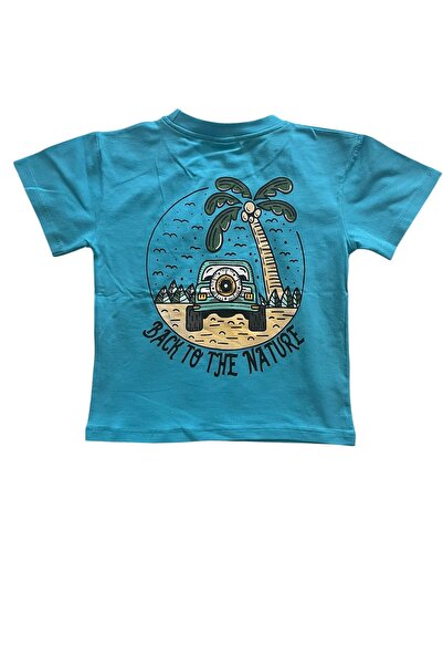 BY-GRİ By-Grey Front and Back Printed Short Sleeved Boy's Suit