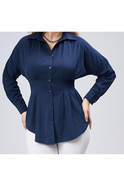 EMMAS CLOTHİNG Cămașă pliată bleumarin pentru femei