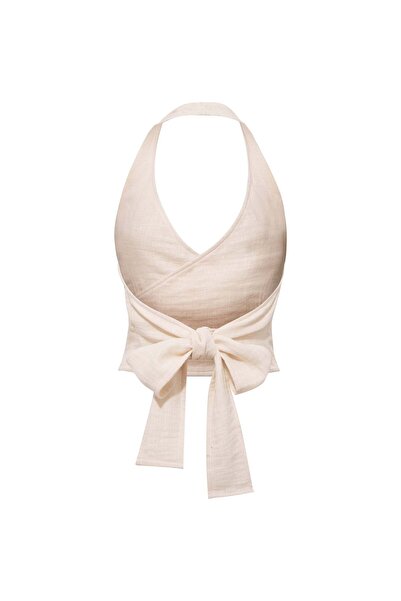 Le Monade Dreams Keten Dokulu Ekru Top