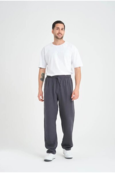 Valiberta Lightweight and Comfortable Muslin Baggy Men's Trousers - Smoked