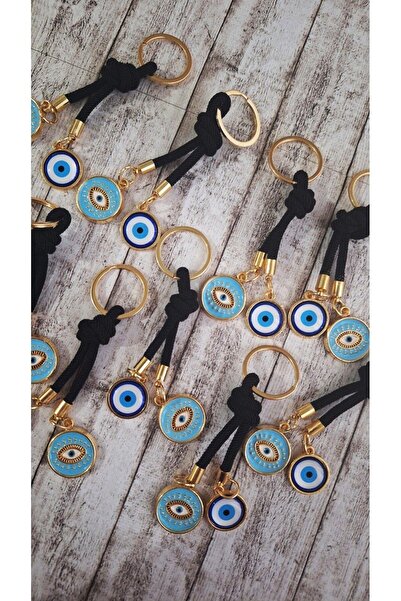 Svc Aksesuar Gift Vip Double Evil Eye Beaded Black String Keychain - Bag Ornament 10.5 cm