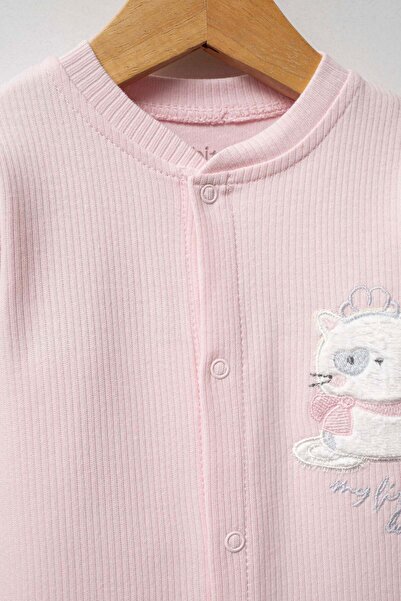 Bebitof Cute Crowned Cat Patterned Cotton Baby Romper