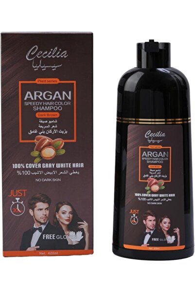 Cecilia شامبو صبغ بزيت الأرغان بني غامق 420 مل