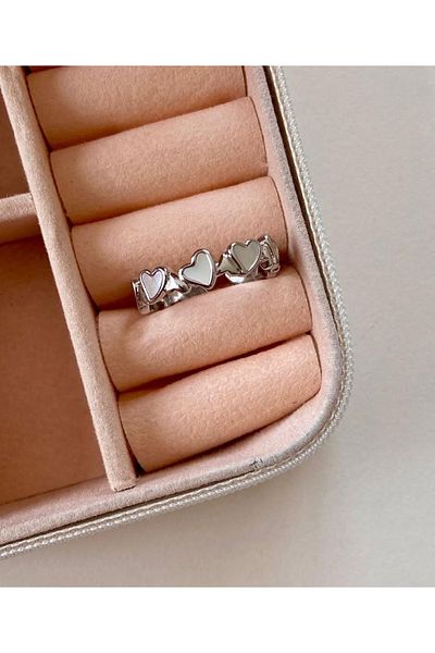 ÖNKÜTAKI In Row Heart Adjustable Gold and Silver Color Ring