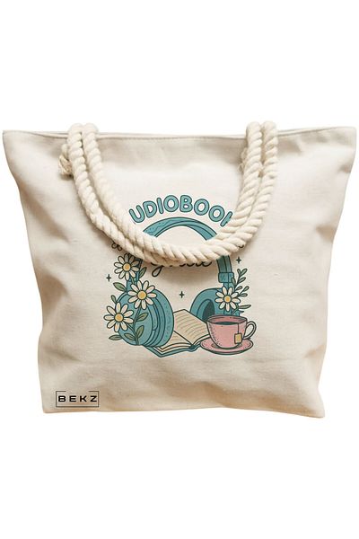 BEKZ Textile Bag With Zipper, Tote Bag, Flower Bouquet 4 Pattern, 38 X 34.5 Cm, ​​White, ®