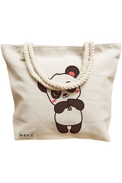 BEKZ Textile Bag With Zipper, Tote Bag, Model The Bookie Girl 35 38 X 34.5 Cm, ​​White, ®