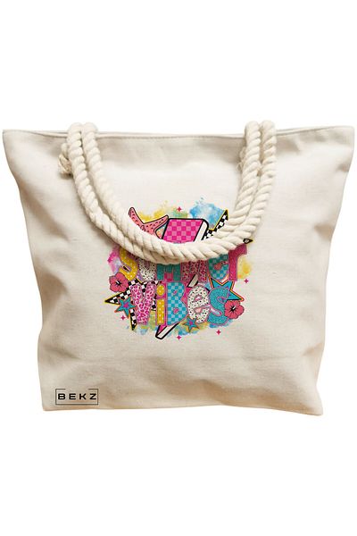 BEKZ Textile Bag With Zipper, Tote Bag, Model Labubu 8 38 X 34.5 Cm, ​​White, ®