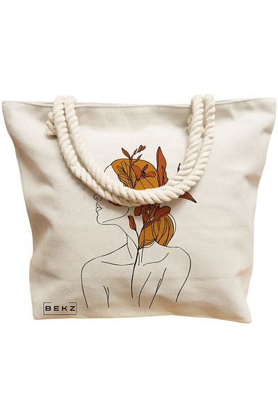 BEKZ Textile Bag With Zipper, Tote Bag, Everything Is Purr-fect Model 38 X 34.5 Cm, ​​White, ®