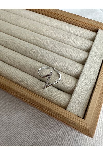 ringbox Silver Color Stone Plain Ring