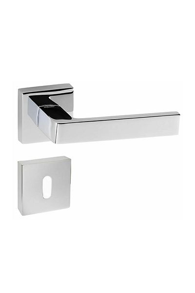 EYMEN YAPI Doğanlar Karma Luxury Square Rosette Door Handle Chrome Room