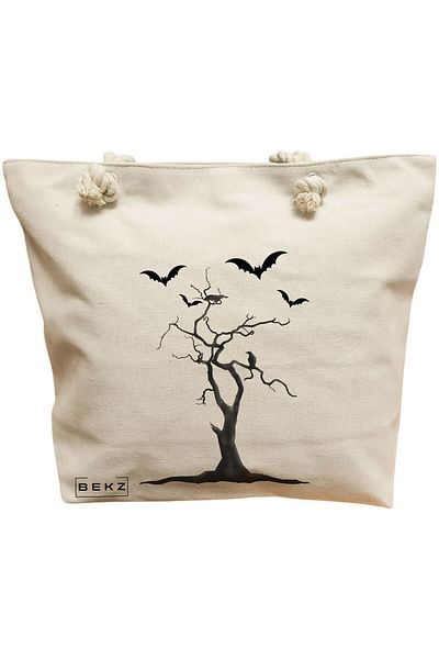 BEKZ Textile Bag With Zipper, Tote Bag, Model The Intellectual 38 X 34.5 Cm, ​​White, ®