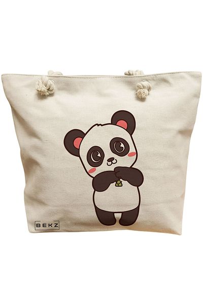 BEKZ Textile Bag With Zipper, Tote Bag, Model The Bookie Girl 35 38 X 34.5 Cm, ​​White, ®