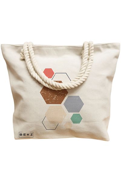 BEKZ Beach bag, Hexagons Pattern, 40x51 cm, Cream, BEKZ®