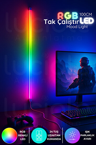 luciole Mood Light Serisi | 100 cm RGB Duvar LED Bar - Kumandalı Tak Çalıştır Atmosfer Işığı