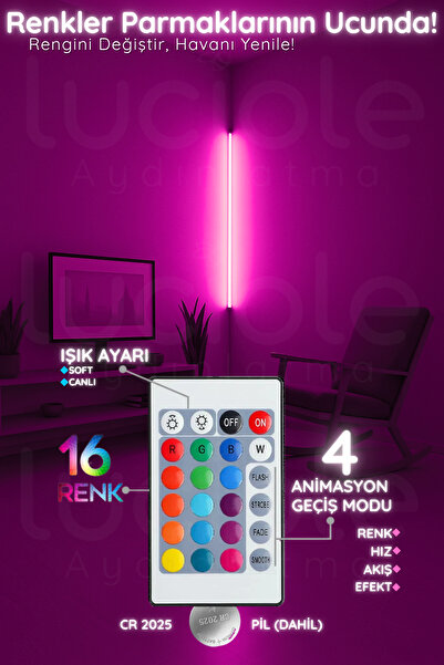 luciole Mood Light Serisi | 100 cm RGB Duvar LED Bar - Kumandalı Tak Çalıştır Atmosfer Işığı