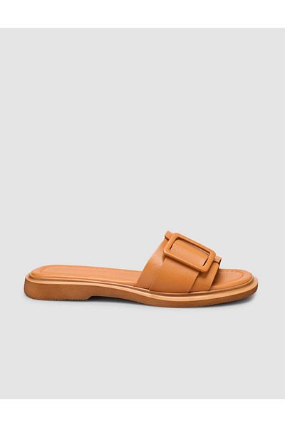 Cabani 100% Genuine Leather Tan Women's Slippers