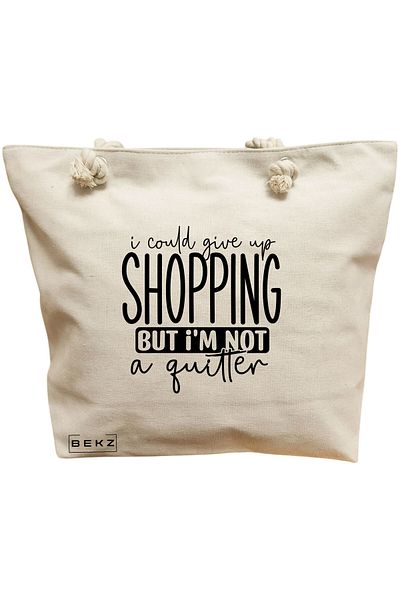 BEKZ Sacosa Textila Cu Fermoar, Geanta Tote, Model Flowers 17 38 X 34.5 Cm, Alb, ®