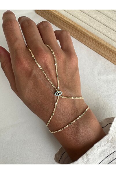 ringbox Gold Pullu Göz Detaylı Zincir Şahmeran